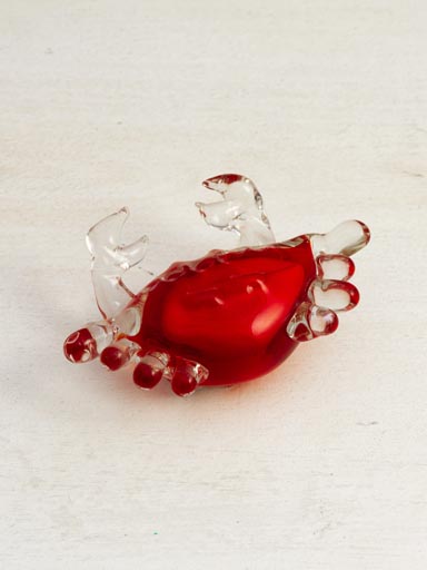 Red glass crab paperweight