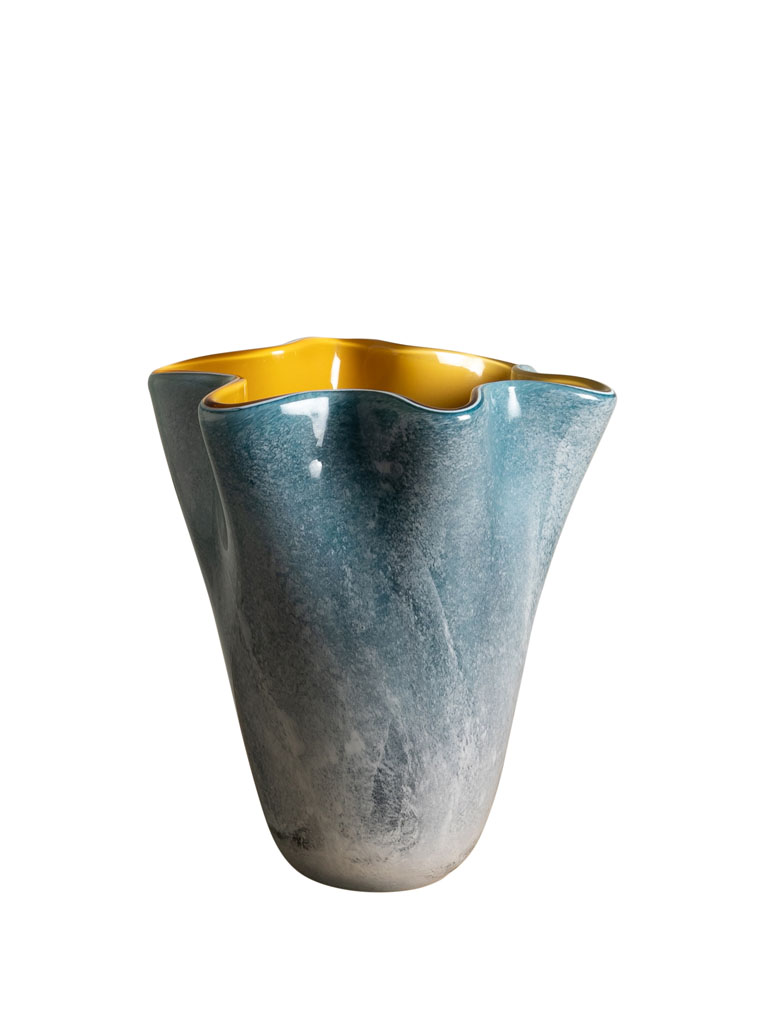 Blue vase with orange inside - 2