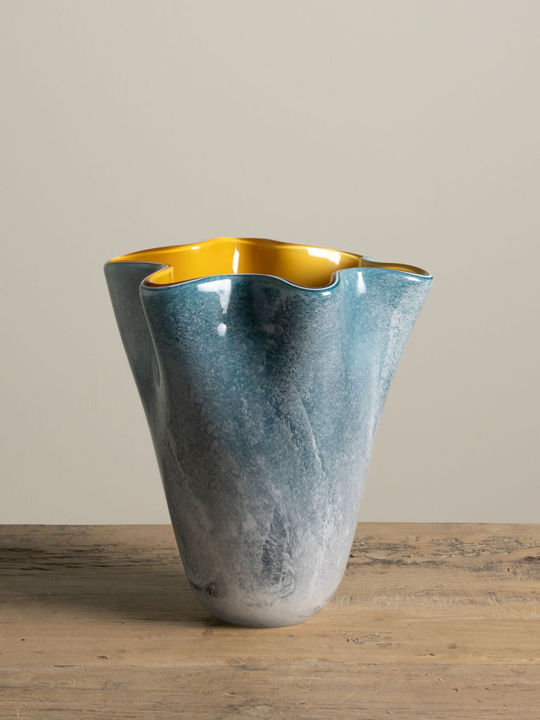 Blue vase with orange inside - 3