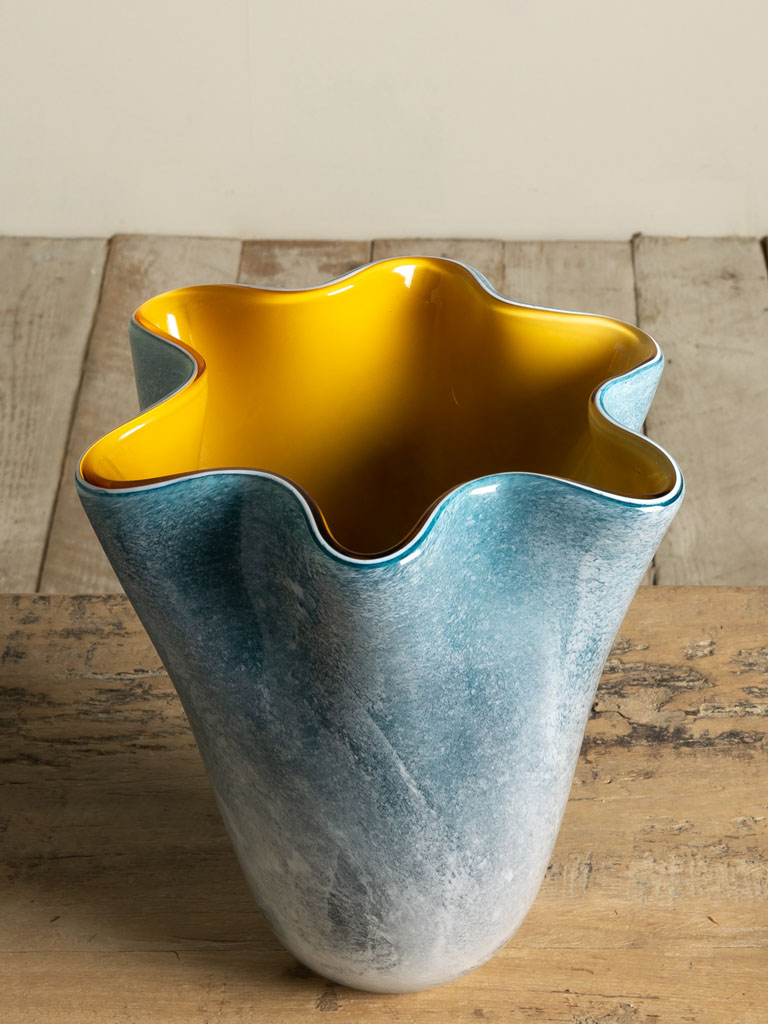 Blue vase with orange inside - 4