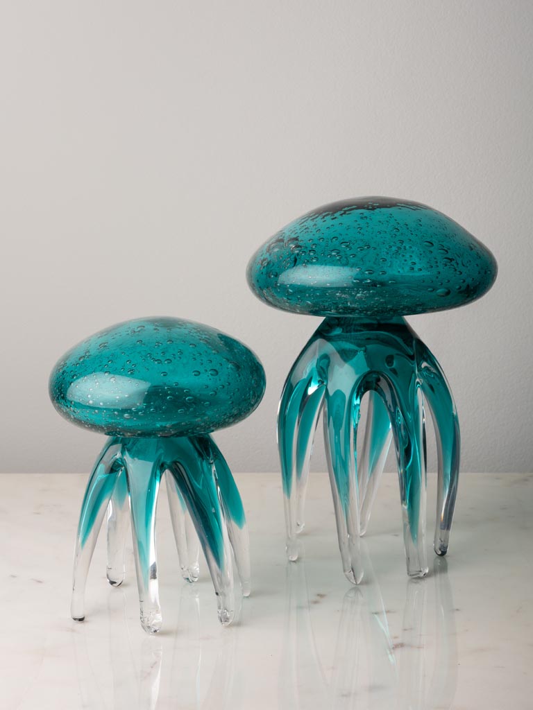 Grande méduse turquoise en verre - 3