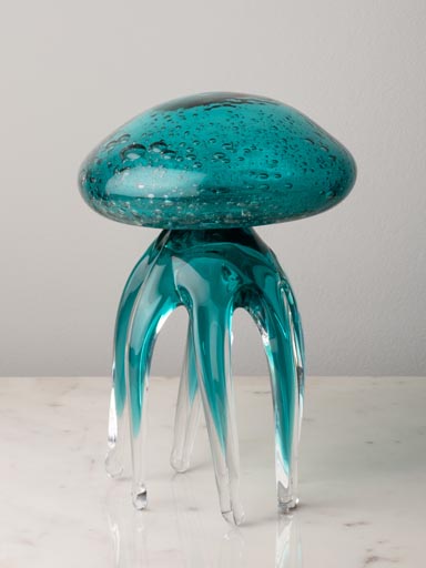 Grande méduse turquoise en verre