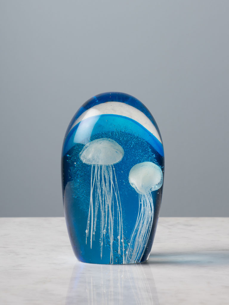 Paperweight 2 jellyfishes on blue background - 1
