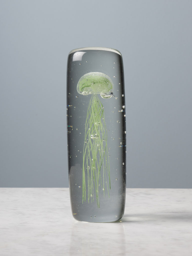 Cylinder paperweight green jellyfish - 1