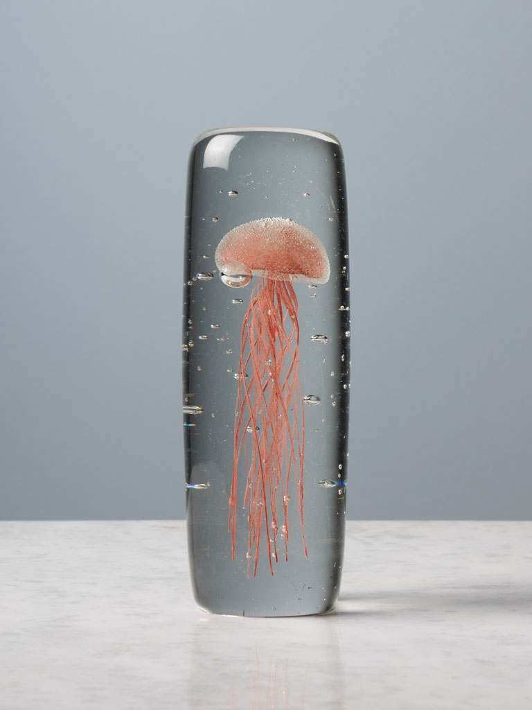 Cylinder paperweight red jellyfish - 1