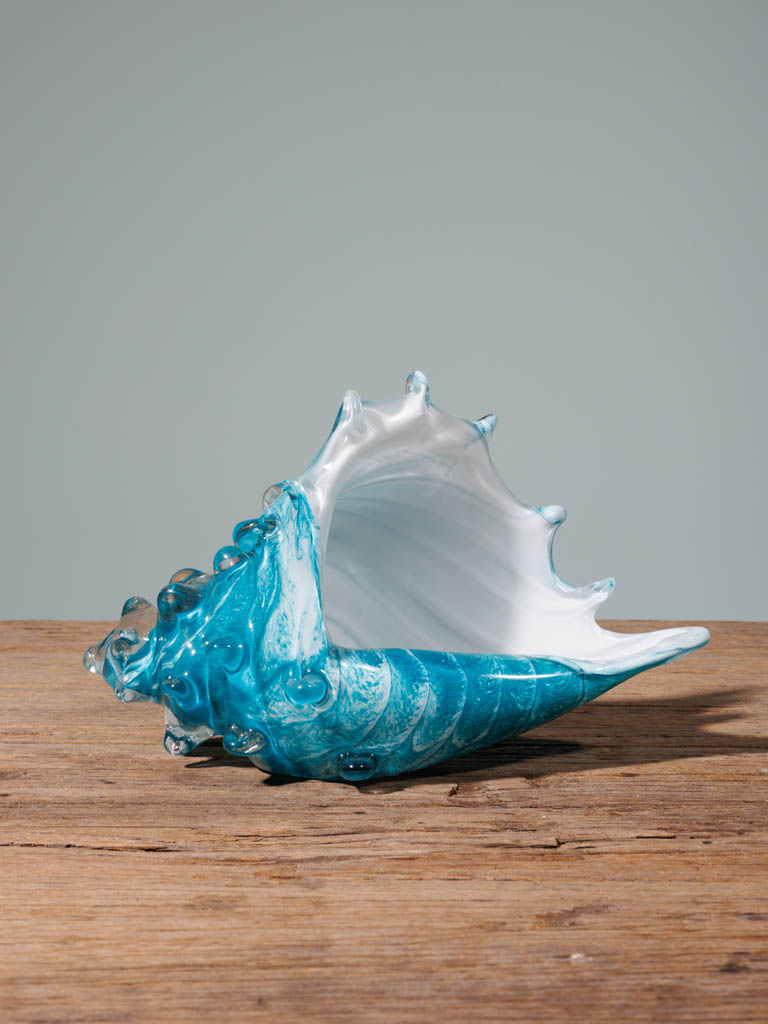 Large turquoise glass shell - 1