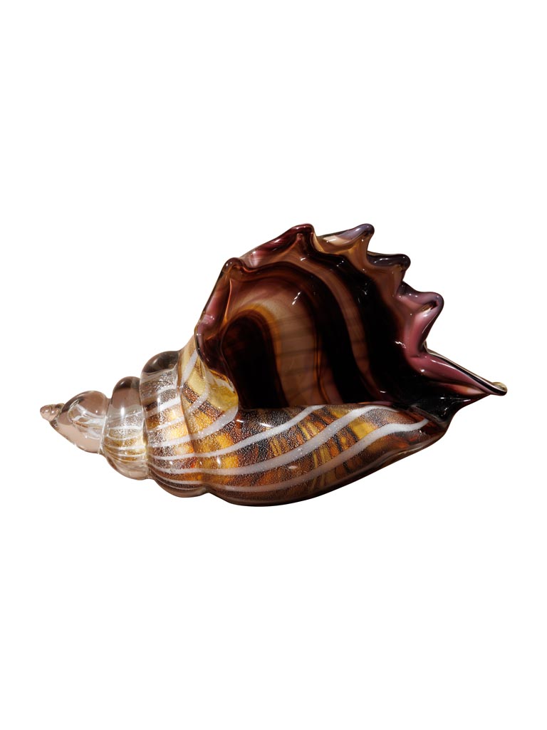 Large brown glass shell - 3