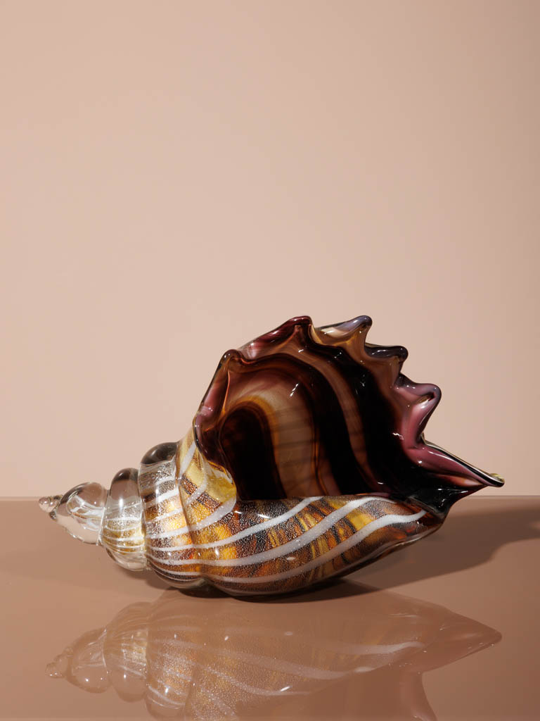Large brown glass shell - 1