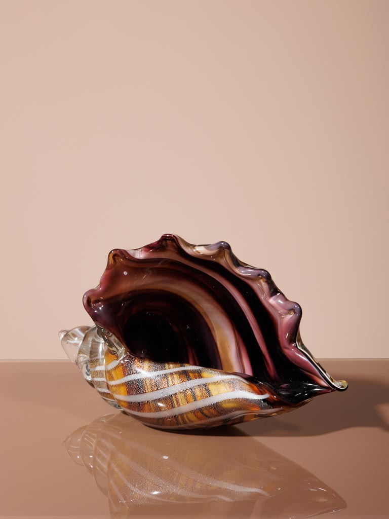 Large brown glass shell - 4