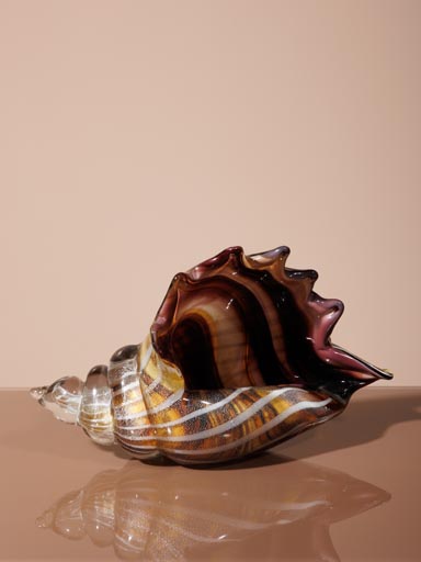 Glass paperweight brown shell