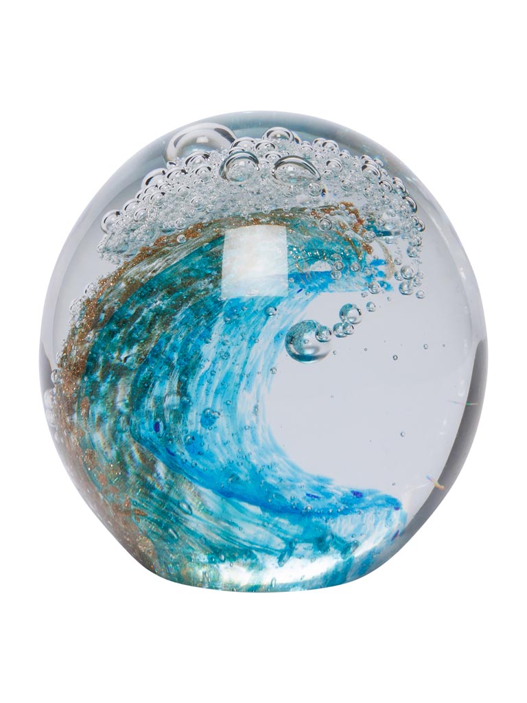 Glass wave ball paperweight - 2