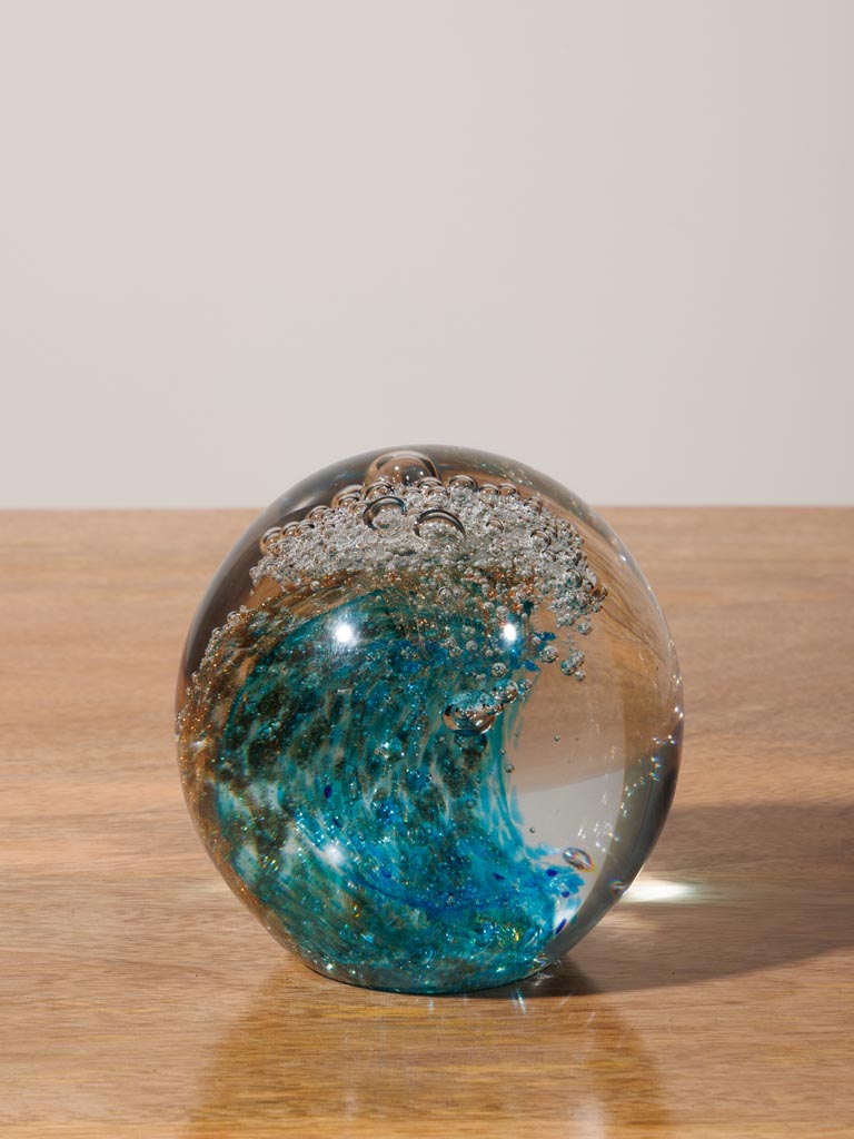 Glass wave ball paperweight - 3