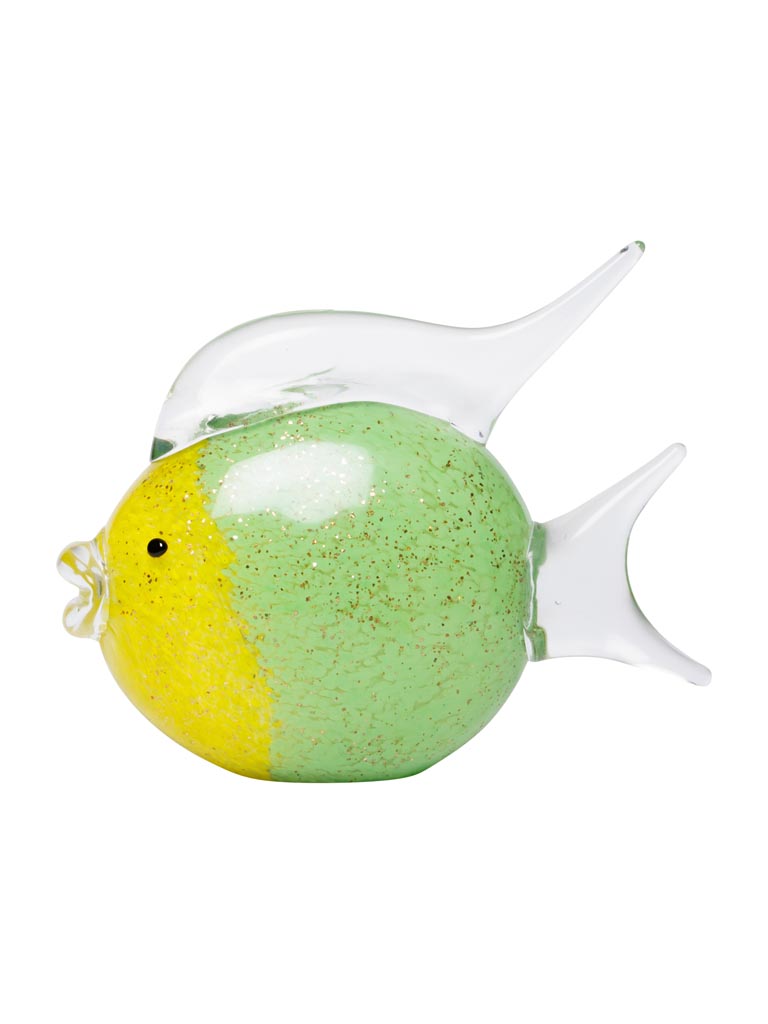 Round yellow & green glass fish - 3