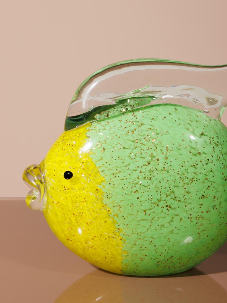 Glass paperweight fish-yellow & green - 4