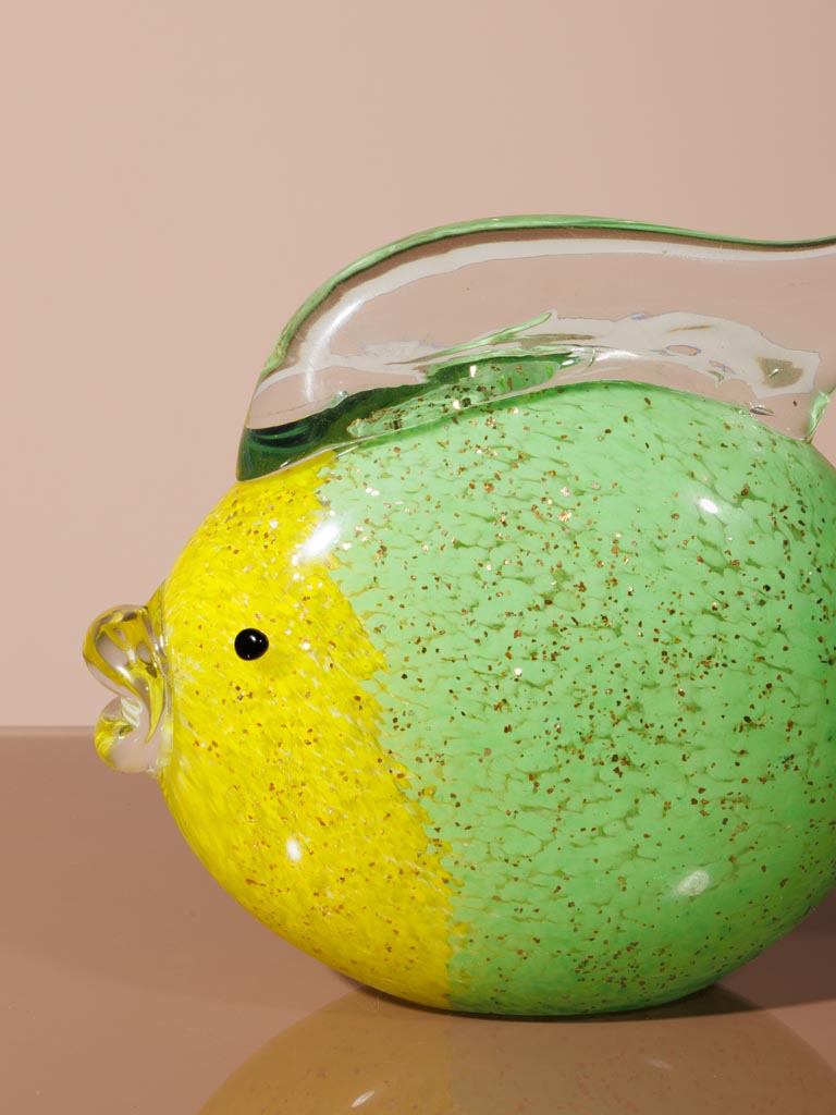 Round yellow & green glass fish - 4