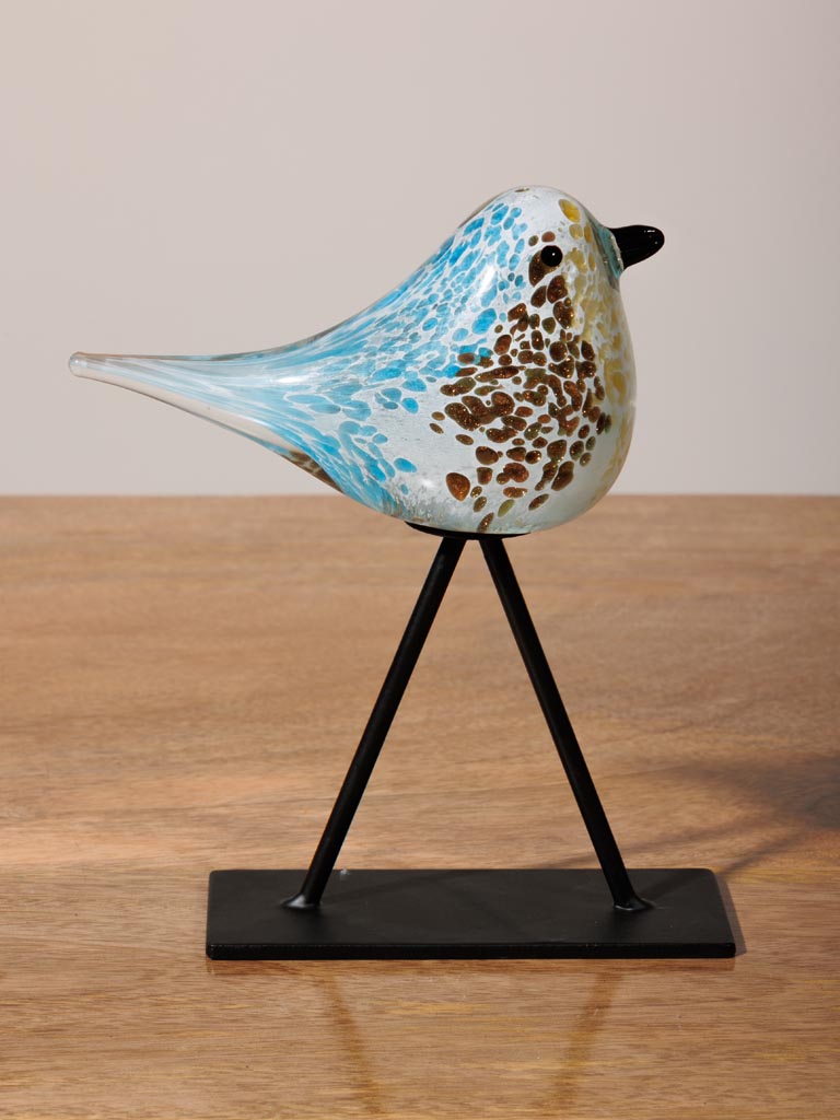 Glass bird with metal base - 3