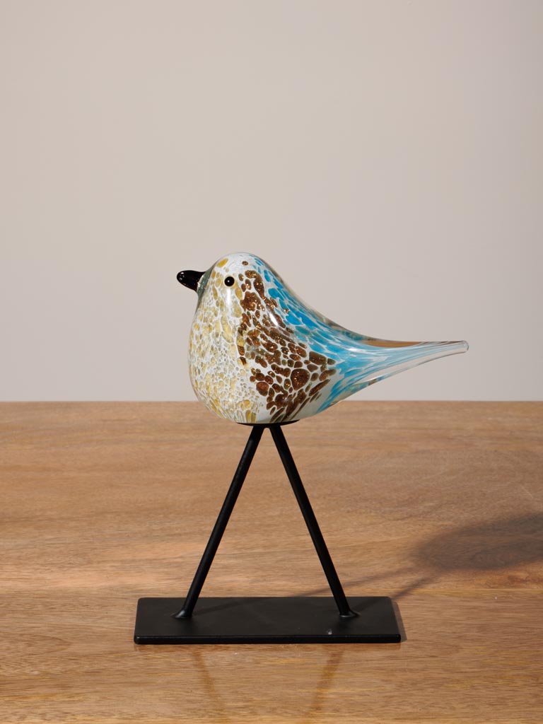 Glass bird with metal base - 6