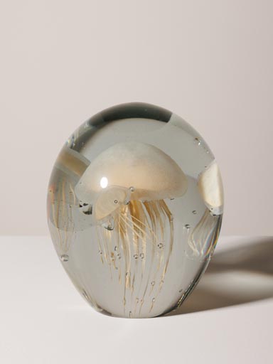 Large paperweight with creamy jellyfish