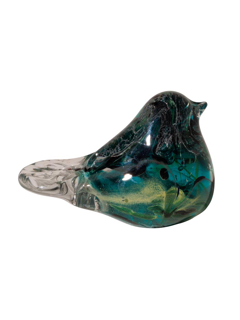 Black & dark turquoise glass bird - 2