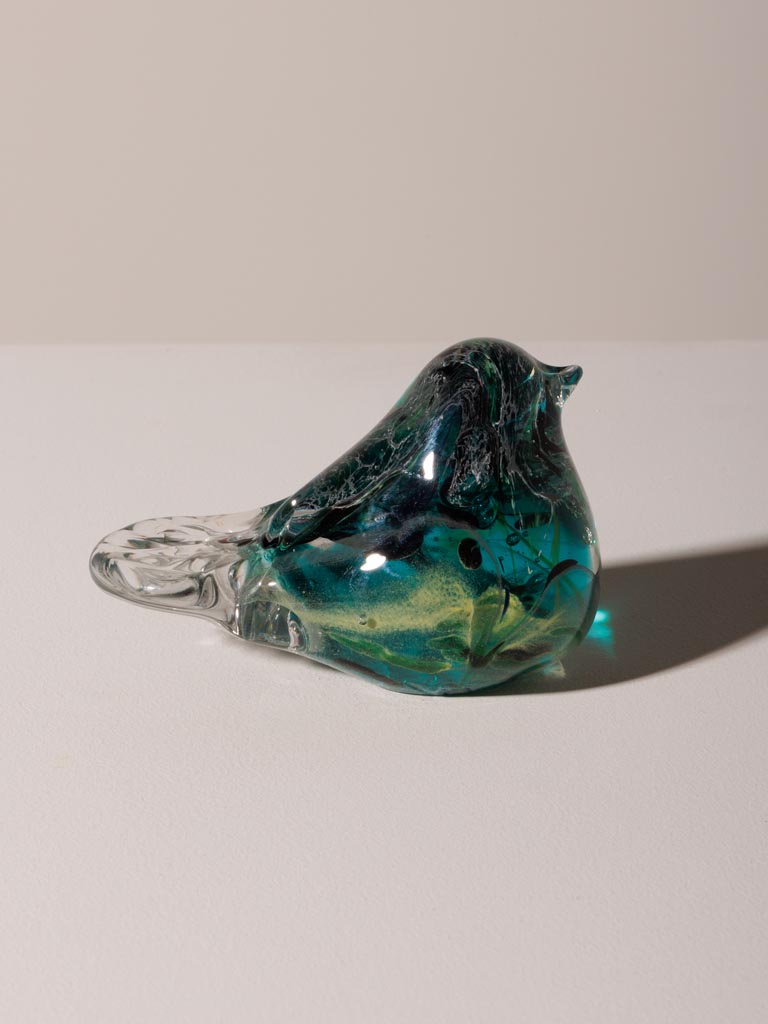 Black & dark turquoise glass bird - 1