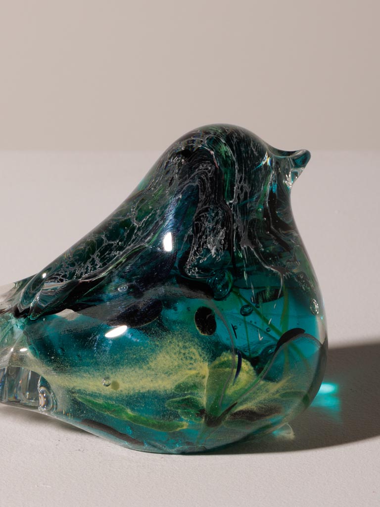 Black & dark turquoise glass bird - 3