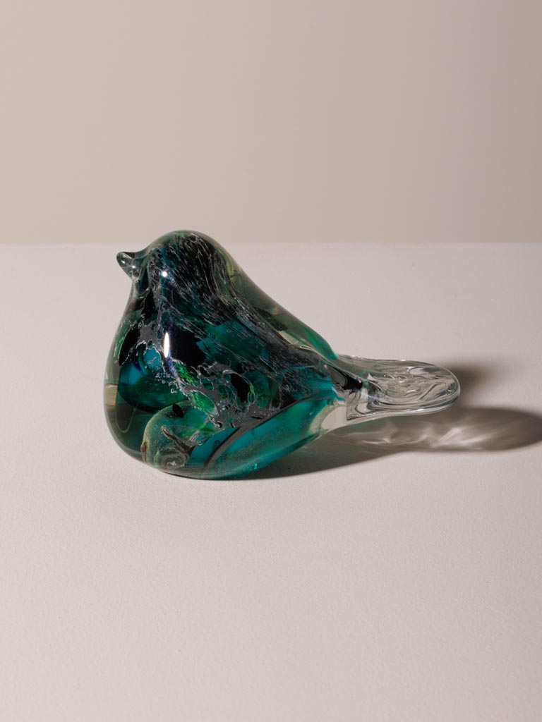 Black & dark turquoise glass bird - 5