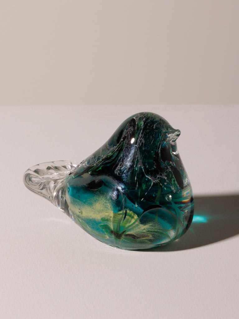 Black & dark turquoise glass bird - 4