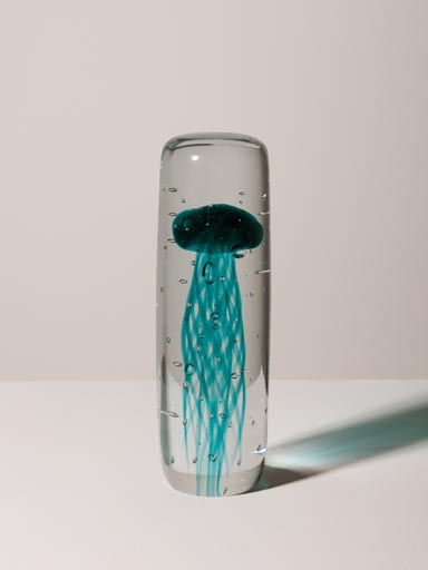 High paperweight deep turquoise jellyfish