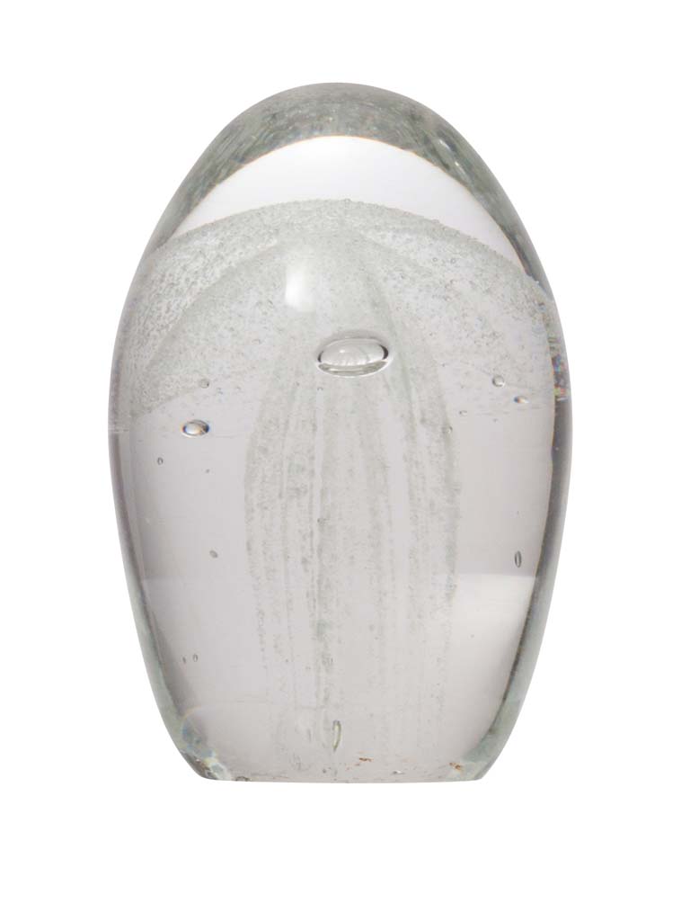 Glass paperweight w/ white jellyfish. - 2