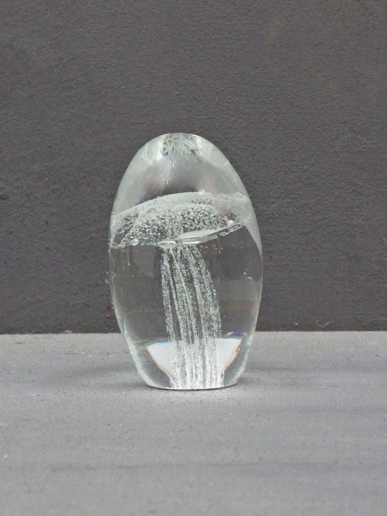 Glass paperweight w/ white jellyfish. - 1