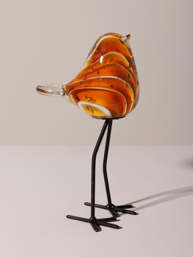 Amber bird with cream and gold on feet - 1