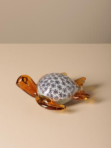Glass turtle small flowers