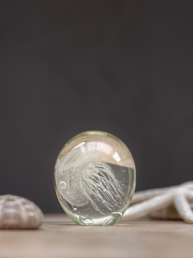 Glass paperweight white jellyfish