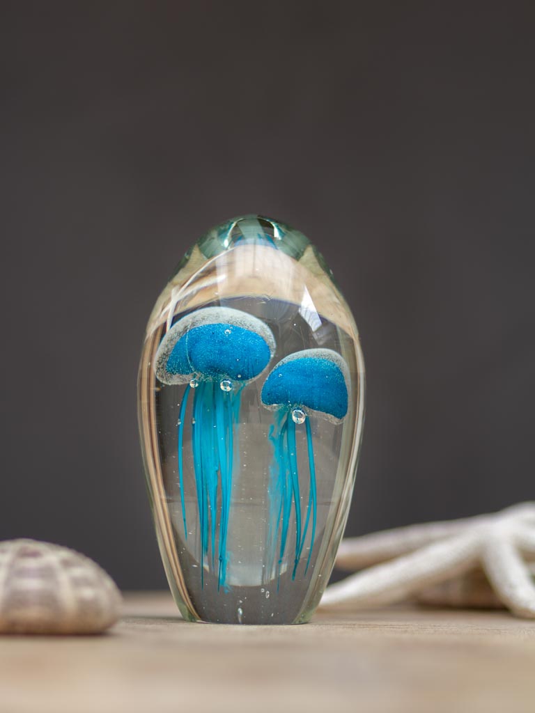 Blue jellyfish paperweight - 1