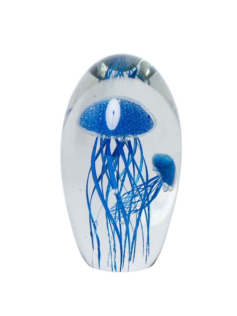 Glass paperweight 2 blue jellyfishes - 2