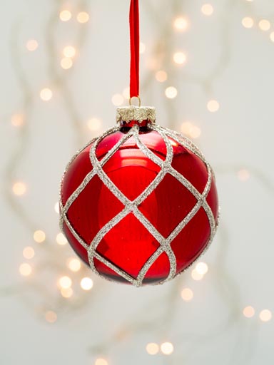 Red xmas ball 10cm with interlacing