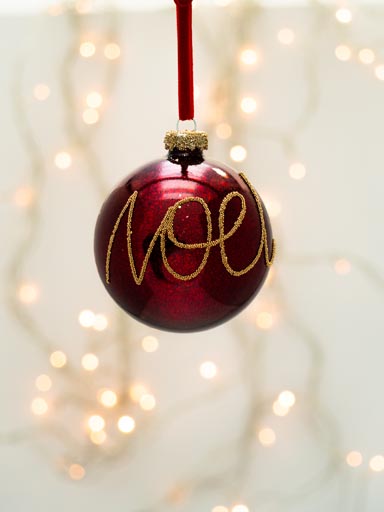 Red xmas ball 8cm with NOEL in gold