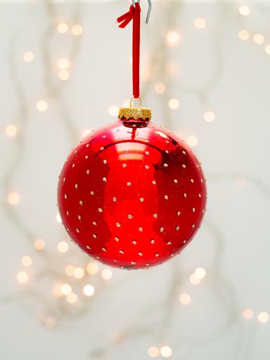 Red 10cm polka dots xmas ball