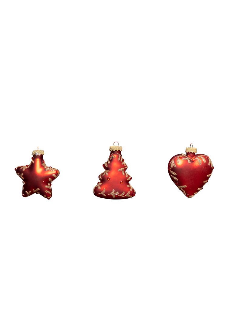 S/3 hanging Xmas heart, star and tree - 2