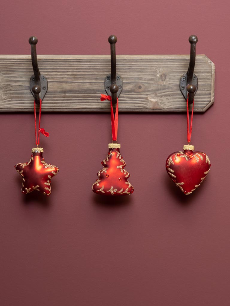 S/3 hanging xmas heart, star and tree - 1