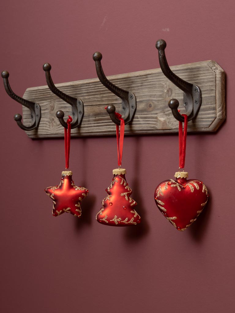 S/3 hanging Xmas heart, star and tree - 3