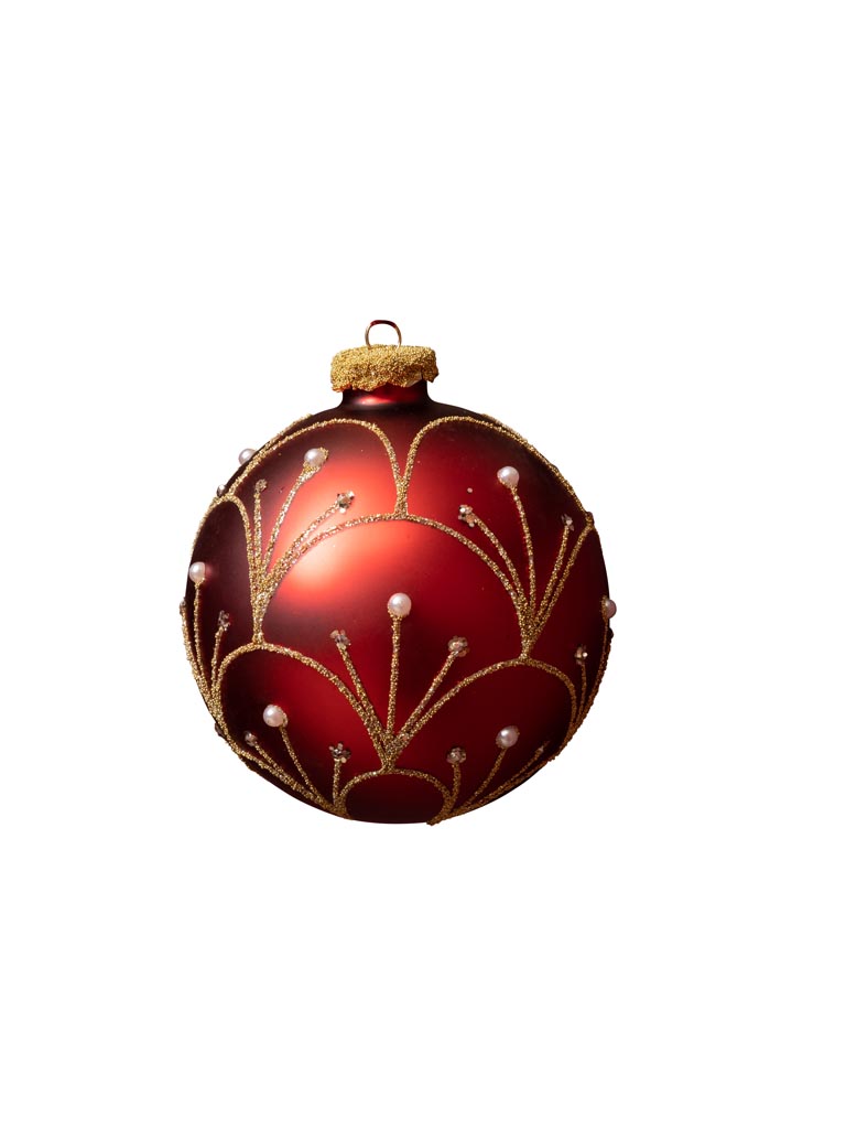Xmas ball 10cm red with silver fountain - 2