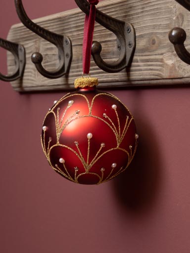 Xmas ball 10cm red with silver fountain