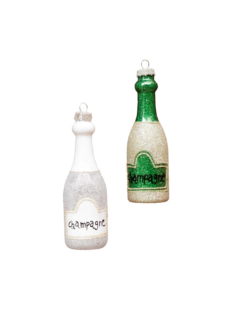 S/2 green & silver champagne bottles - 2