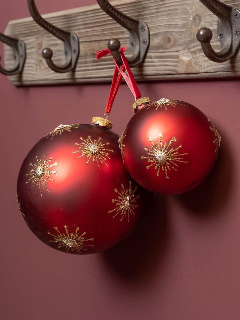 Xmas ball 15cm red with golden sun - 3