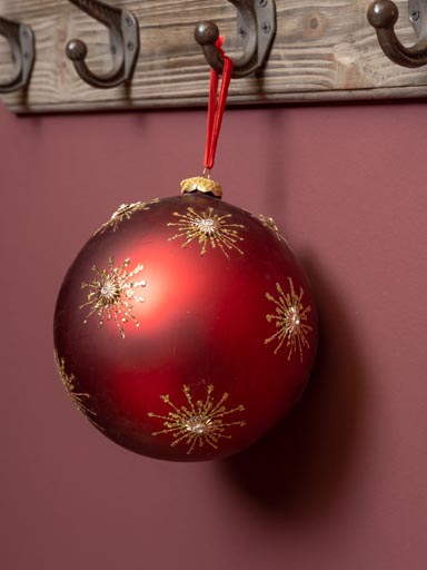 Xmas ball 15cm red with golden sun
