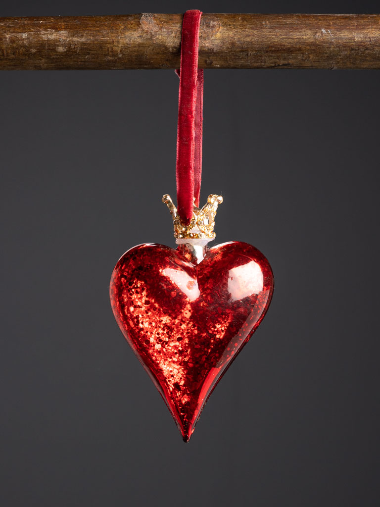 Red Xmas heart with crown - 1
