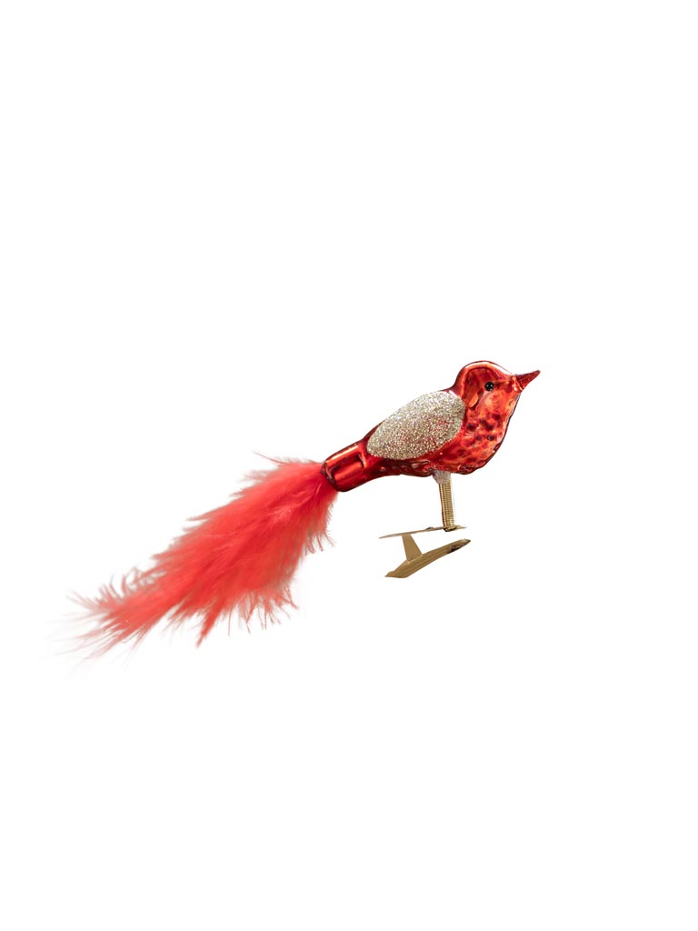 Oiseau rouge et or avec clip - 2