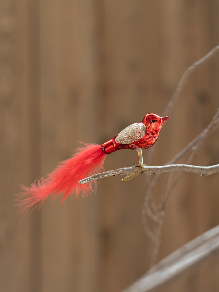 Red and gold bird with clip - 1