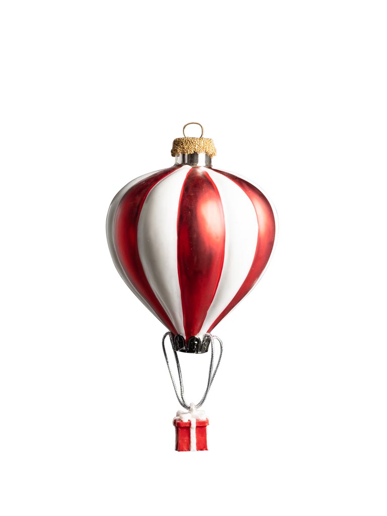 Red & white air balloon with gift - 2
